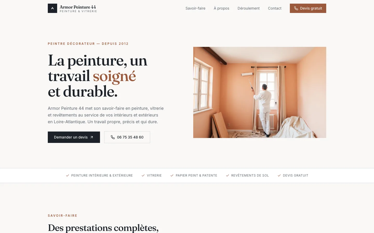 Site Armor Peinture 44, réalisé par MOPALE